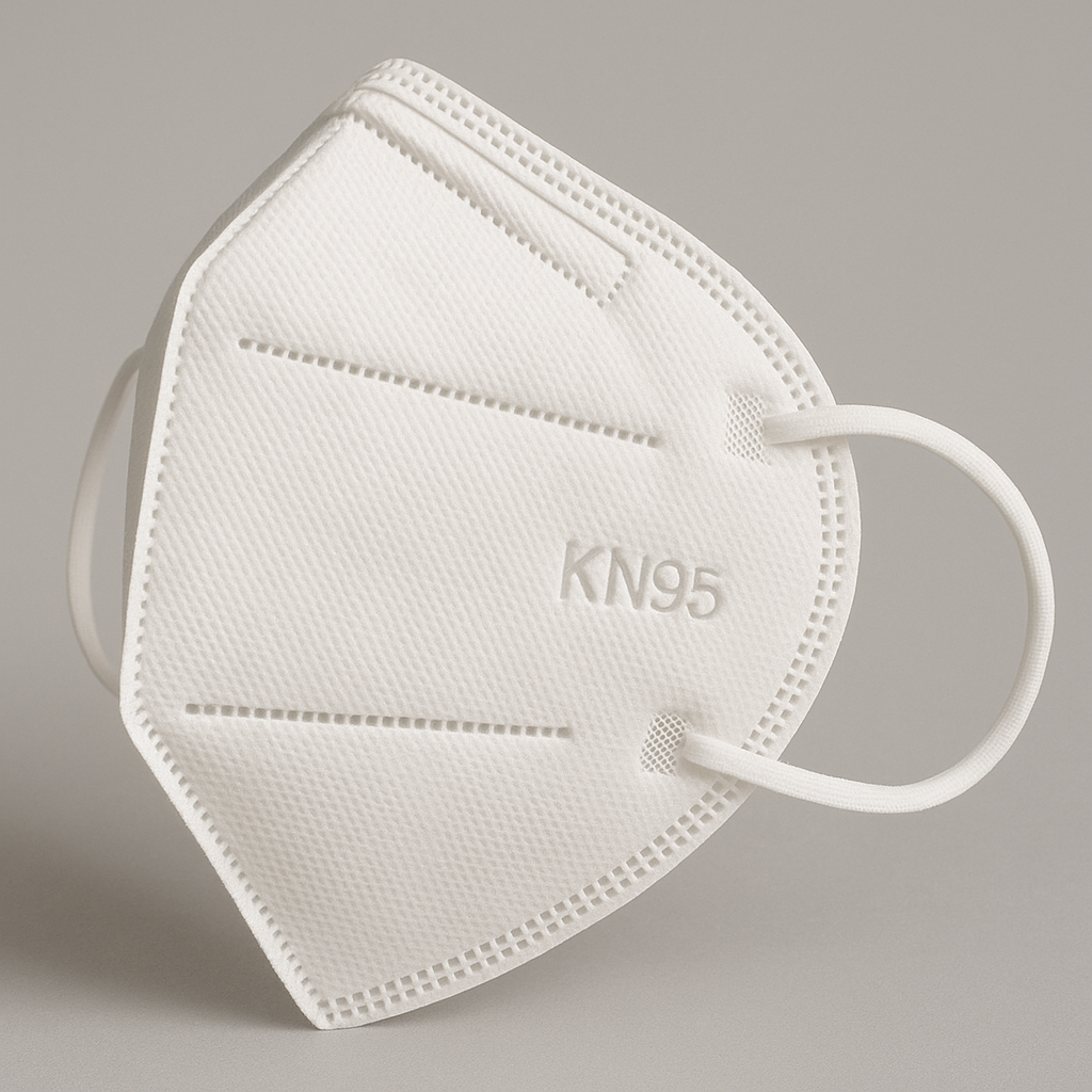 Sincdoo PLA KN95 mask, 3D view showing eco-friendly, biodegradable material designed to provide effective protection while being sustainable and compostable.