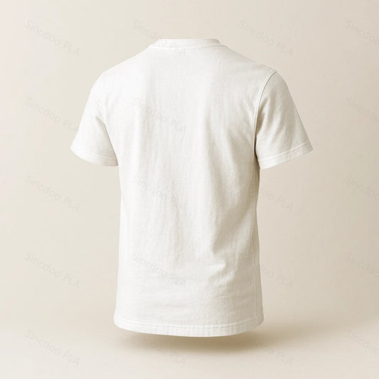 3D back angle of customizable PLA T-shirt, ideal for green apparel brands