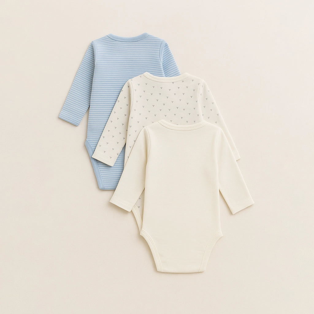 Back view of Sincdoo PLA baby romper in style , made with soft PLA fabric for comfort and breathability