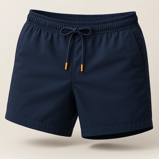 3D front view of Sincdoo customizable PLA beach shorts, made from eco-friendly PLA fabric, designed for comfort and breathability during beach activities.
