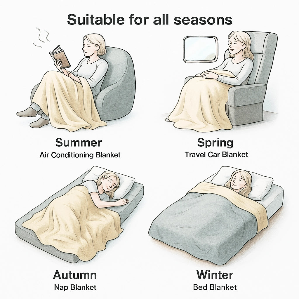 Sincdoo PLA blanket suitable for all seasons, providing excellent heat retention, rapid warmth, and hypoallergenic benefits for year-round comfort.