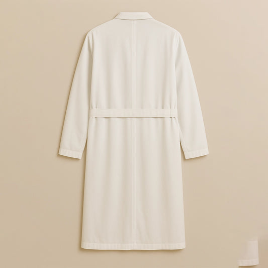 Flat back view of Sincdoo PLA doctor's lab coat, designed for comfort, durability, and antibacterial protection, ideal for healthcare professionals.