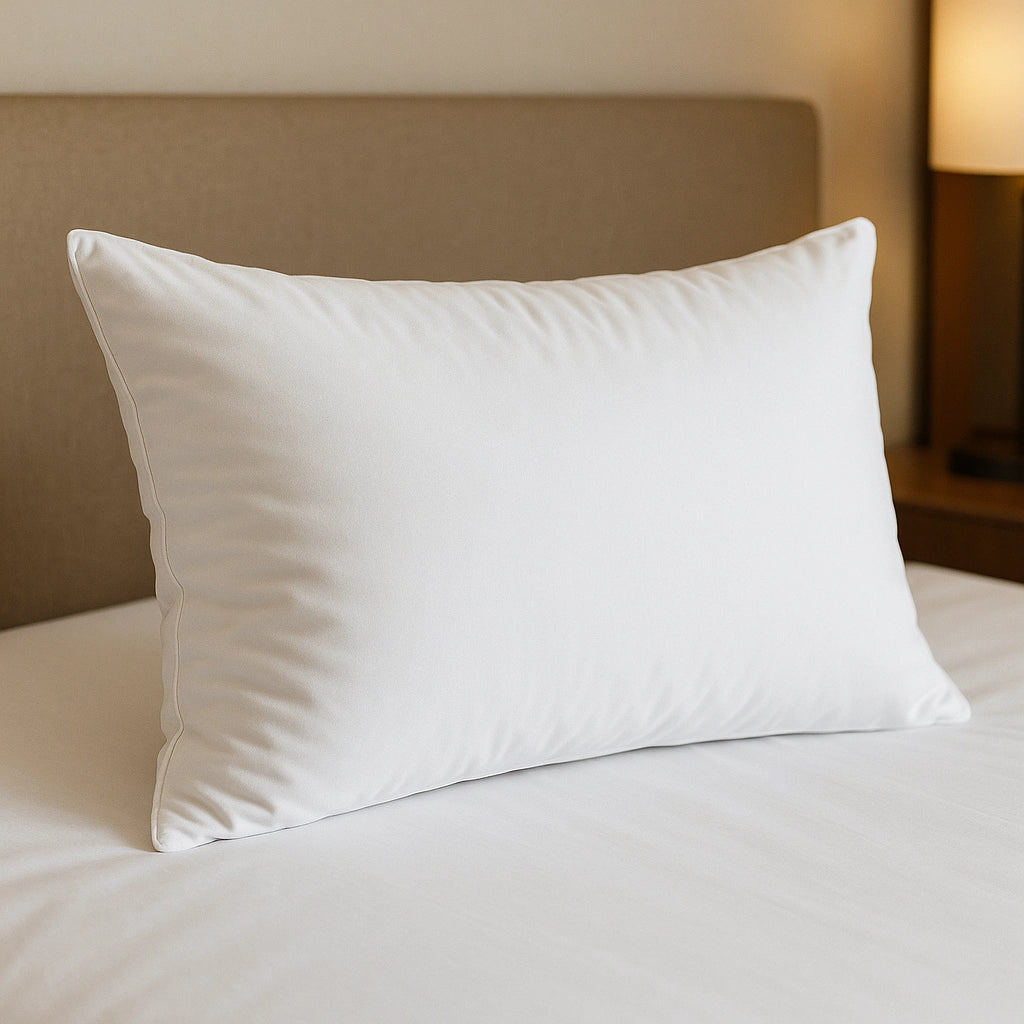 Side view of Sincdoo PLA pillow, showcasing its eco-friendly composition, soft PLA fabric exterior, and supportive PLA fiber filling for optimal sleep comfort.