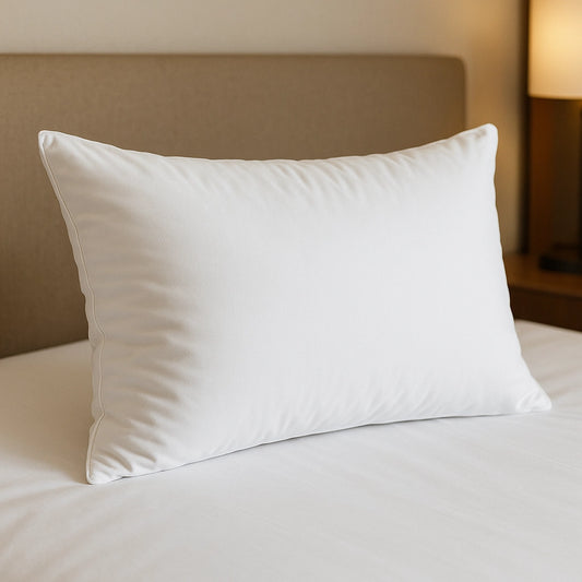 Side view of Sincdoo PLA pillow, showcasing its eco-friendly composition, soft PLA fabric exterior, and supportive PLA fiber filling for optimal sleep comfort.