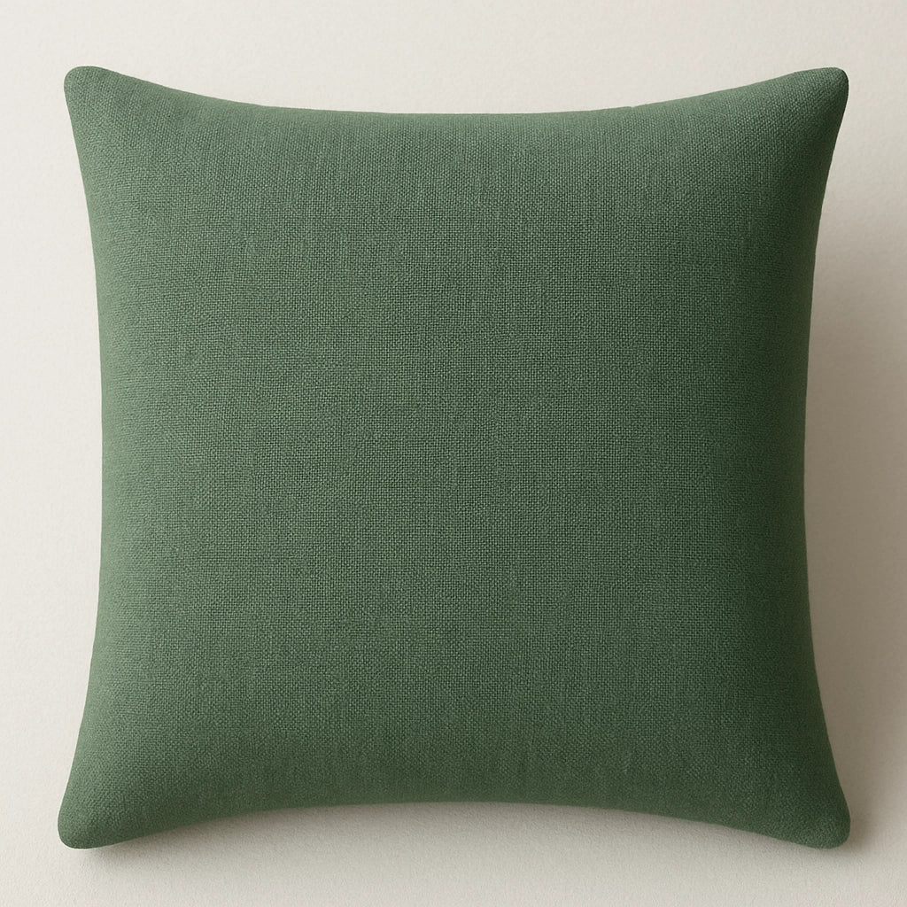 Dark green PLA square pillow with PLA fabric exterior and PLA fiber filling, offering eco-friendly, antibacterial properties for better user health and safety.