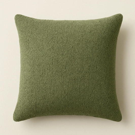 Dark green PLA square pillow designed with biodegradable PLA fabric and filling, perfect for eco-conscious homes and businesses seeking sustainable solutions.