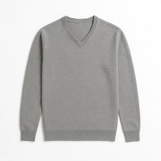 Flat front view of sustainable PLA + wool blend pullover, soft and antibacterial with a natural drape.