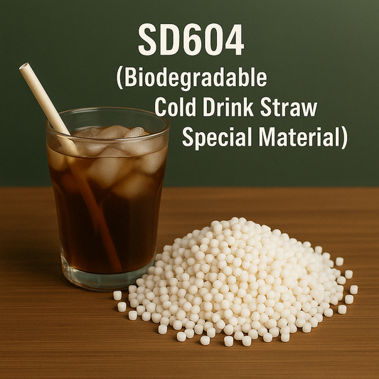 Sincdoo SD604 biodegradable cold drink straw material, designed for cold beverages, providing a sustainable, eco-friendly alternative to plastic straws, safe for temperatures ranging from 0℃ to 50℃.