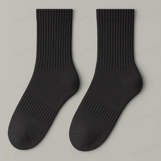 Flat view of Sincdoo black PLA socks, crafted with PLA fabric for a soft, breathable fit and natural moisture-wicking properties.