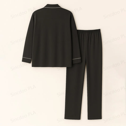 Flat back view of Sincdoo men's customizable PLA pajama set, crafted from eco-friendly PLA for sustainable sleepwear.