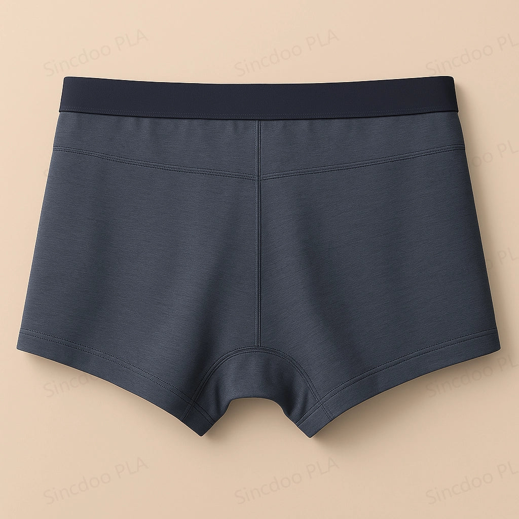 Flat back view of Sincdoo men's PLA boxer briefs, designed with biodegradable PLA material for a comfortable and skin-friendly experience.