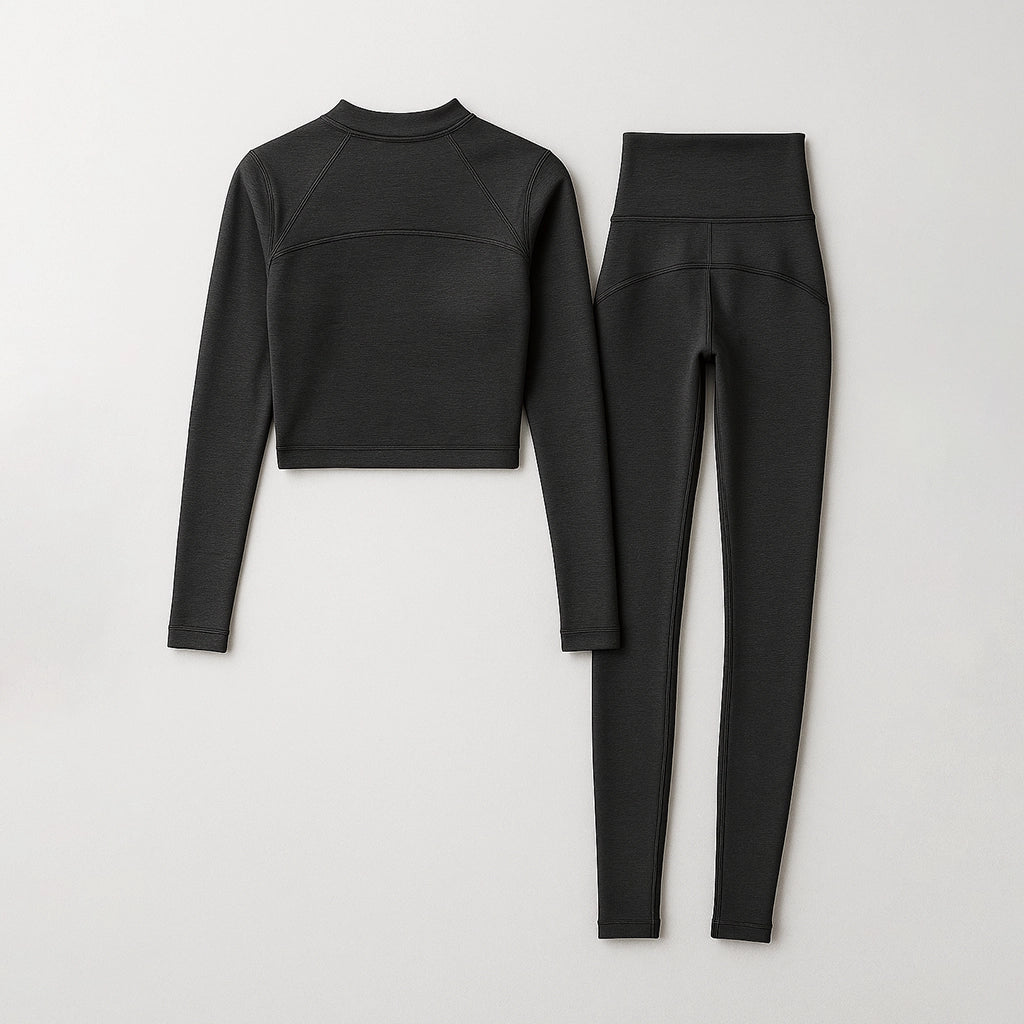 Flat back view of Sincdoo women's PLA compression gear, providing a soft, breathable, and eco-friendly fit for activewear.