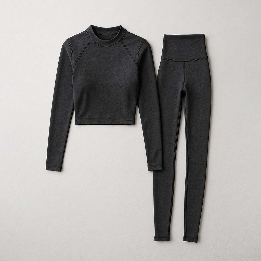 Flat front view of Sincdoo women's compression gear made with breathable PLA fabric, offering comfort and support for fitness enthusiasts.