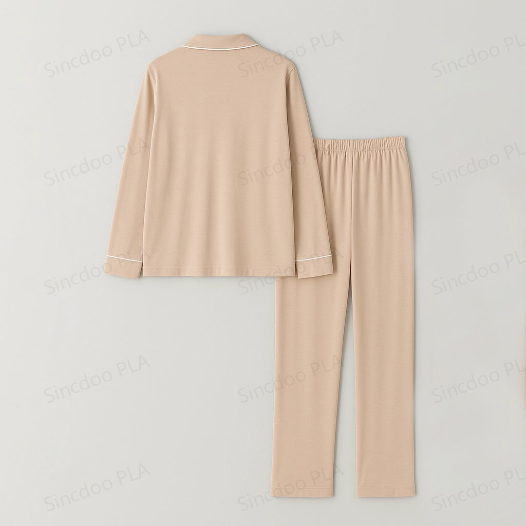 Flat back view of Sincdoo women's PLA sleepwear set, designed for sensitive skin with soft and sustainable PLA fabric.