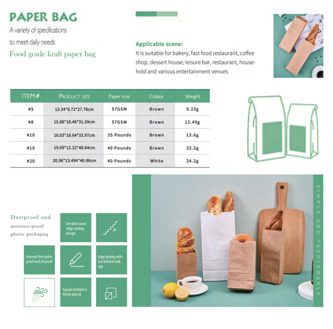 Sincdoo PLA-Coated Paper Bag – Biodegradable, Oil-Resistant Food Packaging