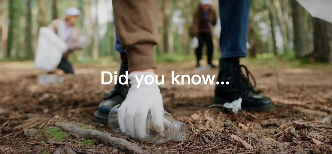 Do You Know? A group of people picking up plastic bottles, highlighting the dangers of plastic pollution and the advantages of PLA as an eco-friendly alternative.