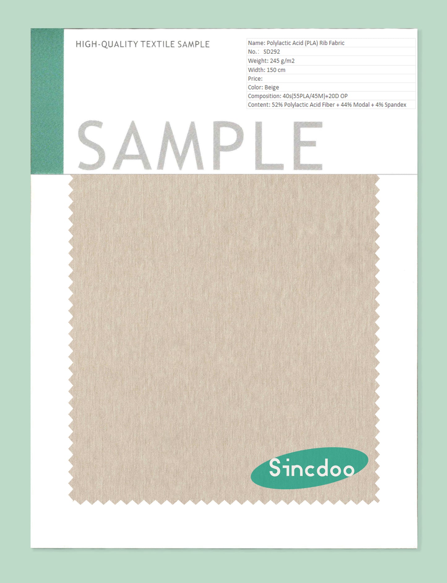 Polylactic Acid (PLA) Fiber and Mixed-fiber Blend Fabric Sample