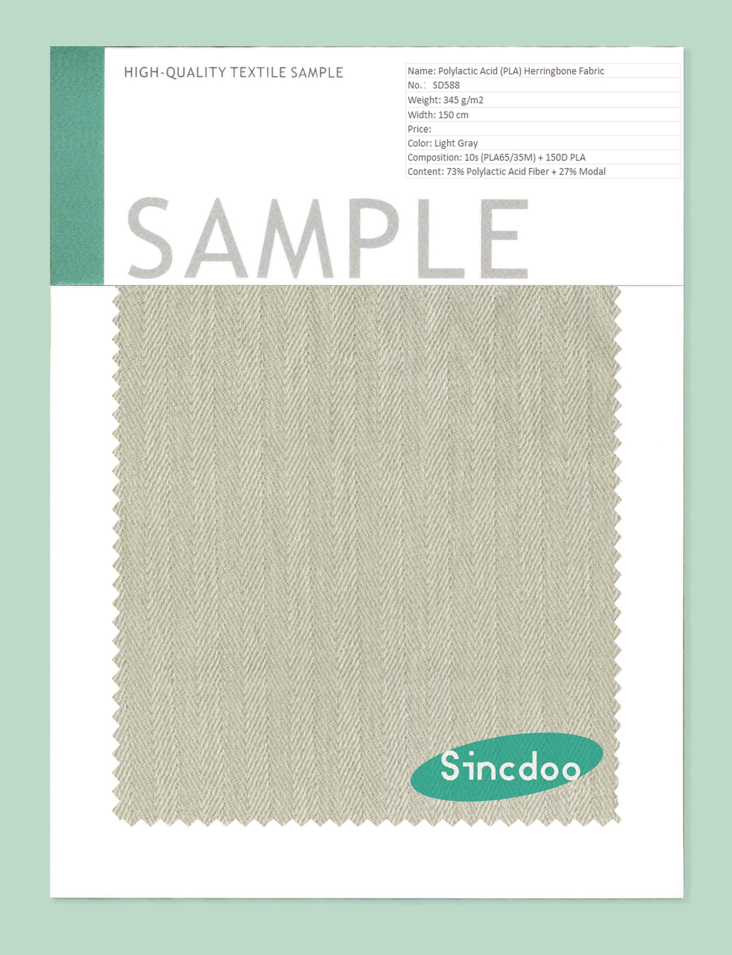 Polylactic Acid (PLA) Fiber and Modal Fiber Blend Fabric Sample