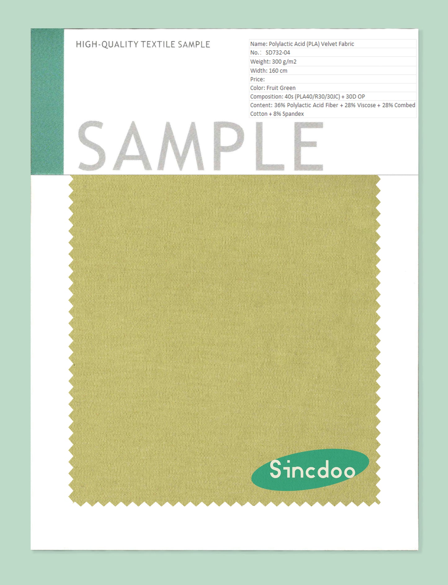 Polylactic Acid (PLA) Fiber and Mixed-fiber Blend Fabric Sample