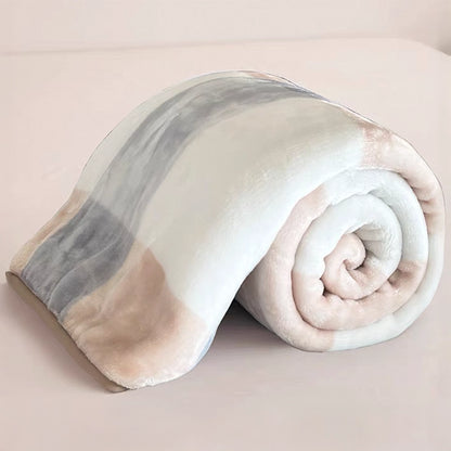 Sincdoo three-tone PLA blanket in beige, grey, and white – ultra-soft, sustainable, and stylish for modern homes.