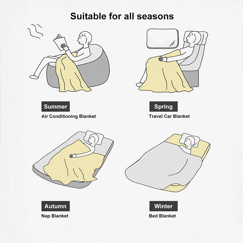 Sincdoo PLA blanket suitable for all seasons – perfect for summer, spring, autumn, and winter use, from air conditioning to travel and naps.