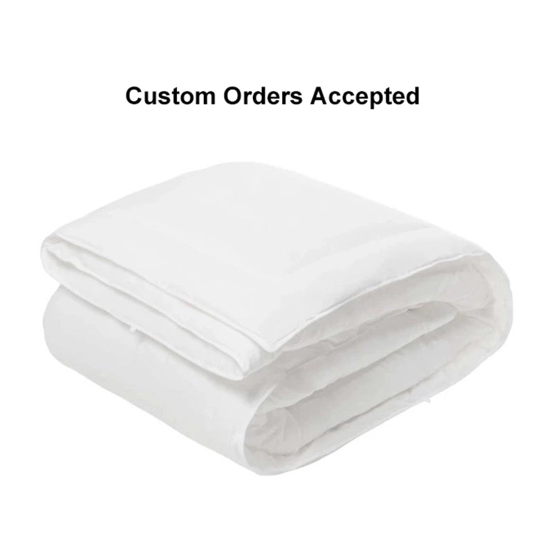 Sincdoo PLA comforter, folded with a label showing customizability options for personalized bedding