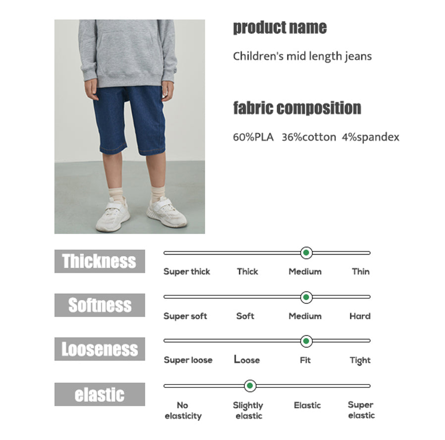 Children's casual denim pants by polylactic acid (Corn Fiber)