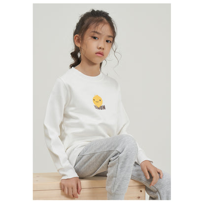 Round neck pullover children's long-sleeved men's and women's casual tops by polylactic acid (corn fiber)